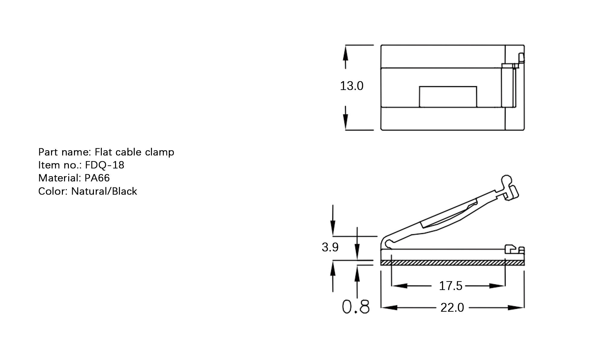 Plastic Flat Cable Clamp FDQ-18